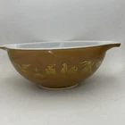 Vintage PYREX 444 Brown Early America Large 4 qt Mixing Serving Cinderella Bowl