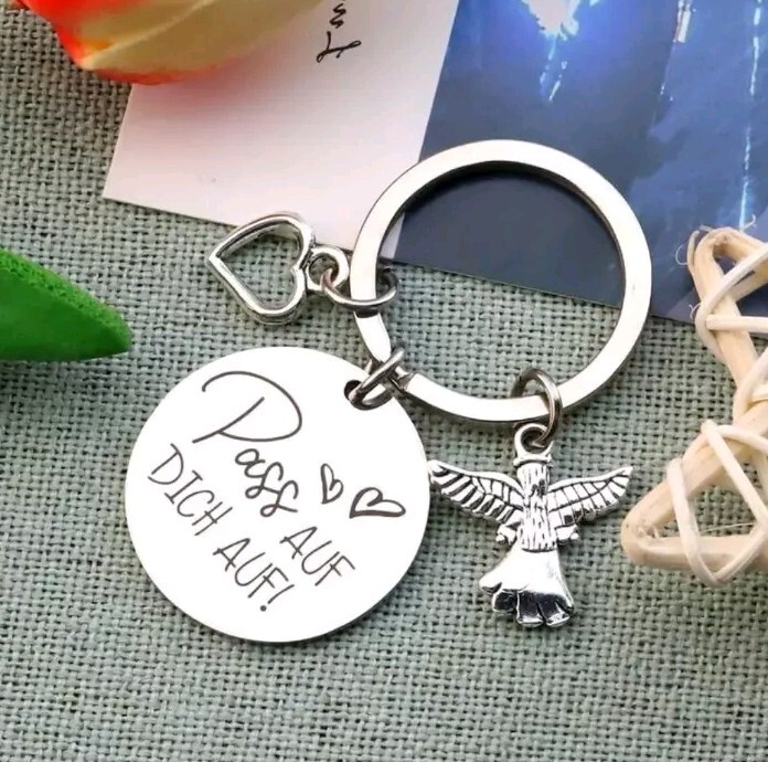 Schlüsselanhänger, Pass auf dich auf, Liebe, Partner, Freunde, Engel, Geschenk
