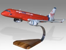 Embraer 190 Virgin Blue Desk Wood Airplane New Model Small Scale 1/130