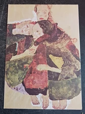 vtg postcard art Egon SCHIELE Group 3 girls gruppe drei madchen painting unposte