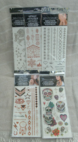 Skin Couture Lot Of 6 Packs Metallic & Color Tattoos 200 ct. NEW  - Picture 1 of 1