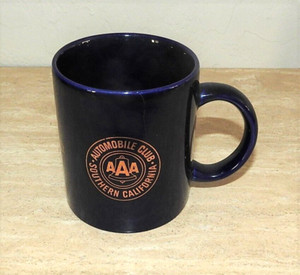 RARE AAA SO Cal Coffee Mug Dark Blue w/Gold Logos "Auto Club of SO CAL"