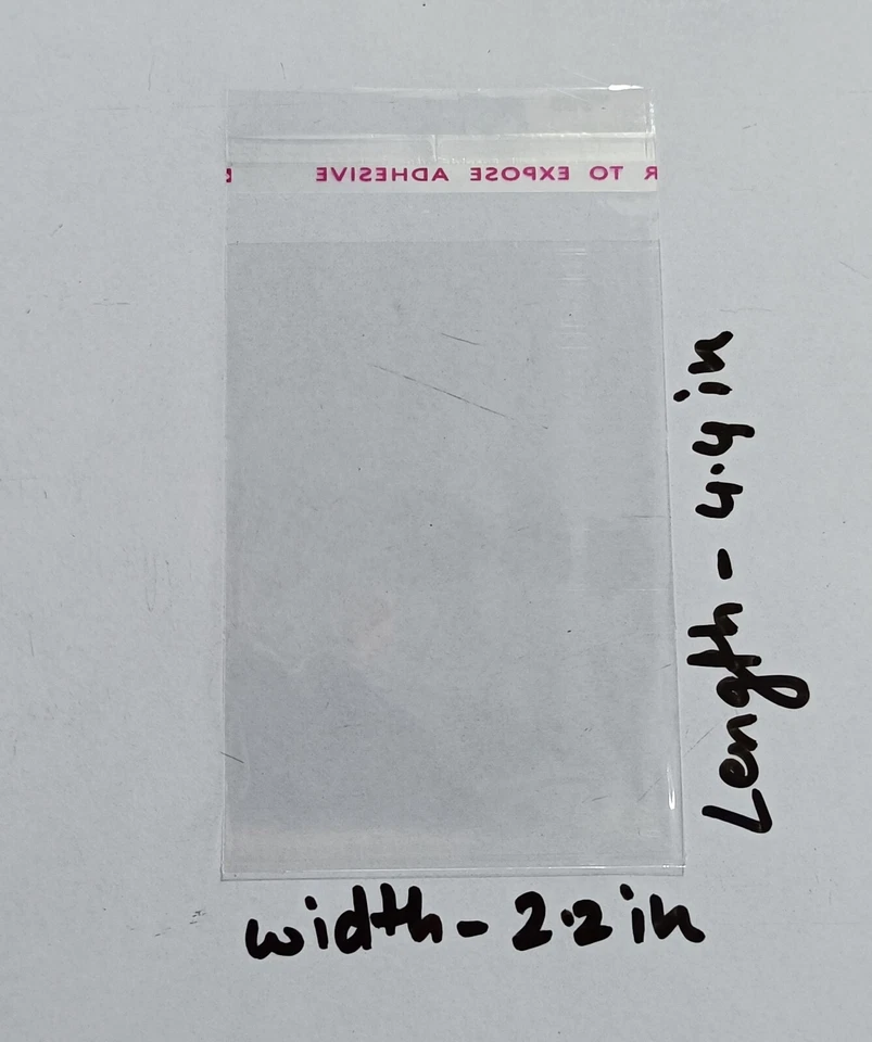 100 Pcs BOPP Self Adhesive Resealable Clear Pouch Bag for Multi Use  4x2 inch - Image 3 of 4