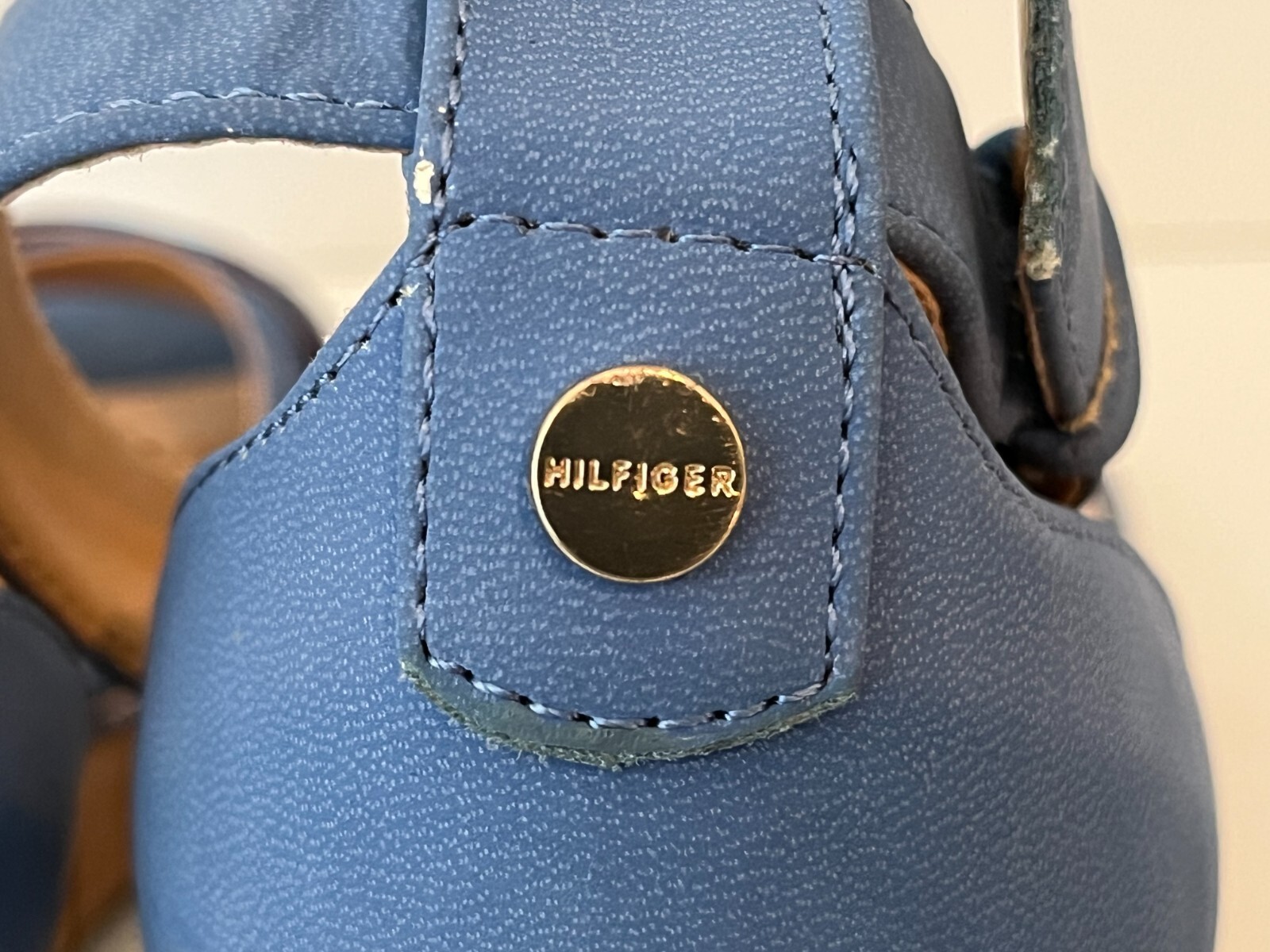 TOMMY HILFIGER Platform Cork Wedge Faux Blue Suede Heels Sandals ~ Women's 7.5M thumbnail 8