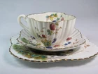Antique Trio FOLEY WILEMAN Alexandra Shape Clover Pattern Cup Saucer Plate 1890