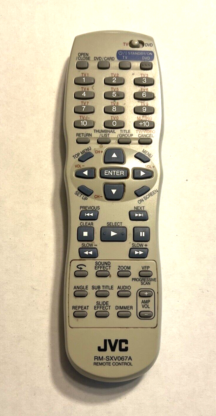JVC RM-SXV067A TV & DVD Player Remote Control Gray for XVNP10SL XVNP10S ...