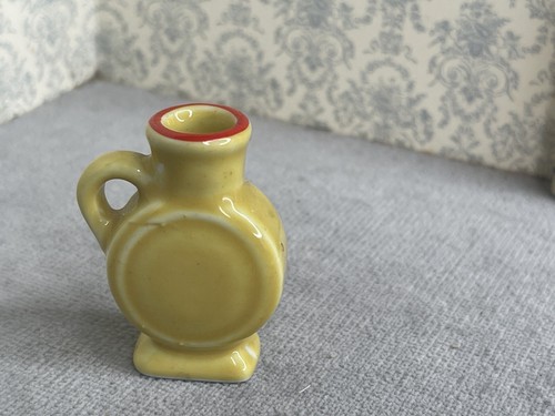 Miniature Ceramic Yellow Pitcher red green accents - Picture 4 of 5