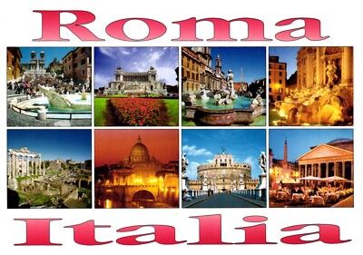 Multiple Views Rome Italy Postcard