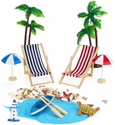 Strand Mikrolandschaft Mini Liegestuhl Sonnenschirm Palme Strand Deko Zubehör