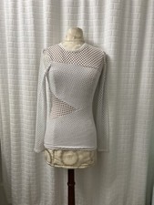 NEW BCBG MAXAZRIA WHITE MINDY MESH-PANELED TOP DGB1X172/B780W SZ XXS