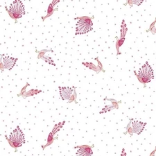 Lion Around Peacocks White 100% Cotton Fabric by The Yard