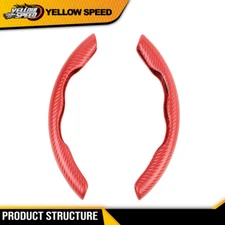2xUniversal 15" Car Steering Wheel Cover Anti-slip Carbon Fiber Auto Accessories