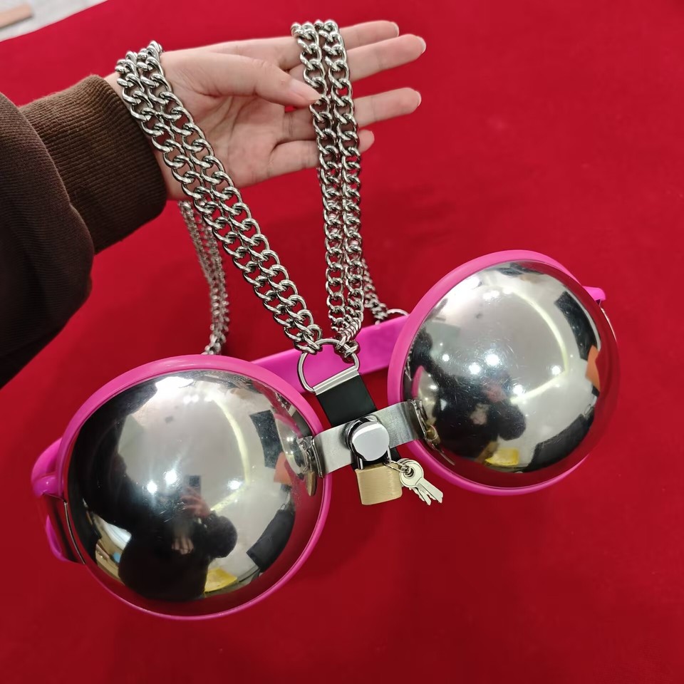 Edelstahl Keuschheit BH A-D Cup Gerät Nippelklemme Chastity Bra Restraint Frauen