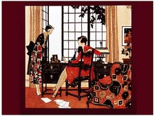395.NOuveau Art Decorarive POSTER.Graphics to decorate home office.Business lady