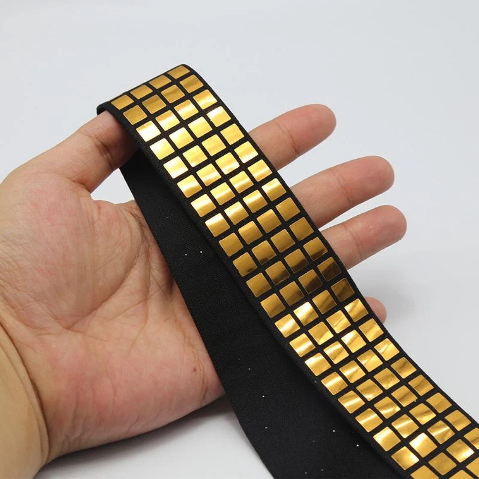 Olografici Fascia Elastica Nastro Sbieco Cavo Ampio Bordura Corsetto Cintura - Immagine 3 di 4