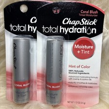 2x ChapStick Total Hydration Moisture + Tint Lip Balm Tube #CORAL BLUSH.New