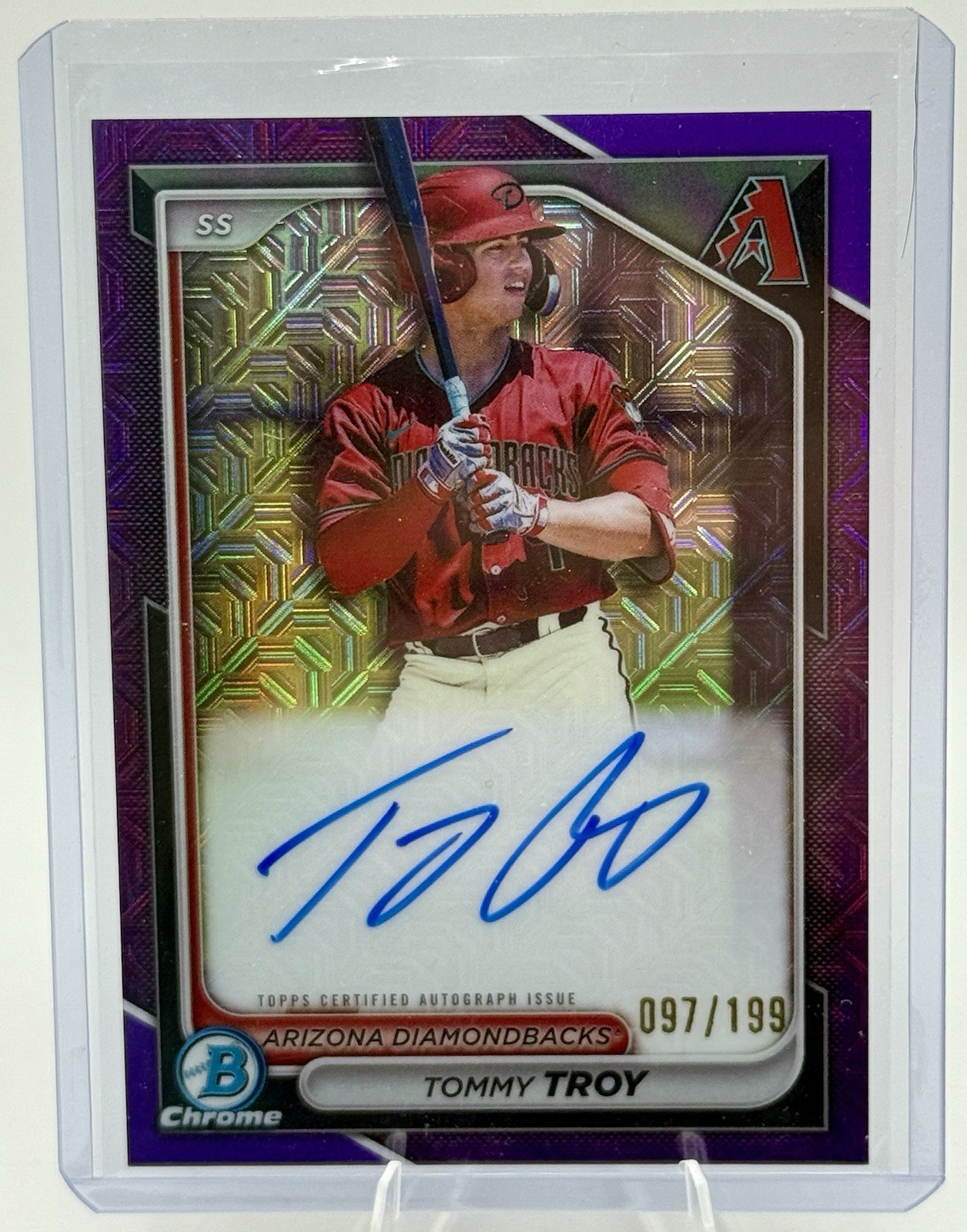 2024 Bowman Chrome Mega Prospect Auto Tommy Troy #BMA-TT Purple Mojo /199 (RC)