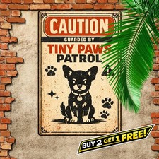 Chihuahua Security Warning Vintage Dog Print 8x12 Metal Tin Sign Decor