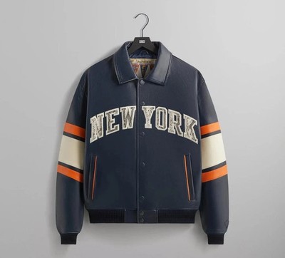 AVIREX KITH New York Leather Varsity Jacket NBA Bomber Sportswear Mens