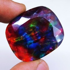 Certified 52.55 Ct Natural Bi-Color Ammolite Cushion Cut Loose Gemstone