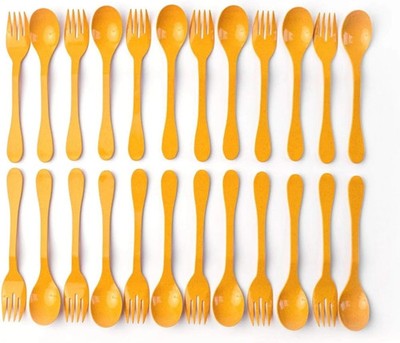 Knork Eco Plant Based 24 Pack Reusable Bamboo Flatware Set (Orange)
