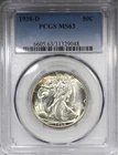 1938-D Walking Liberty Half Dollar PCGS MS63 Uncirculated Key Date 50C
