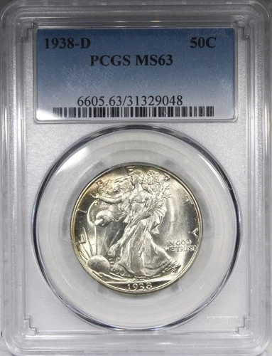 1938-D Walking Liberty Half Dollar PCGS MS63 Uncirculated Key Date 50C