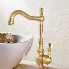Antique Brass Swivel Bathroom Sink Faucet Single Handle Vanity Mixer Taps