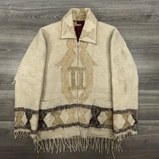 True Vintage 40s Native American Jacket Mens Medium Wool Navajo Aztec Fringe