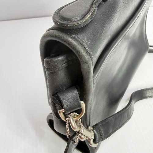 Vintage Coach Station Bag 9870 Black Leather Crossbody Satchel Made USA by Coach, $120 - Photo 16