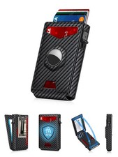 Airtag Wallet for Men, Smart Minimalist Metal Wallet Pop Up Credit Card Holde...