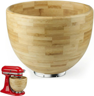 5 Qt Solid Wood Mixing Bowl Compatible with Kitchenaid Tilt-Head Stand Mixer, Ha