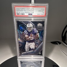 2023 Topps Chrome Black Anthony Richardson #122 Blue Lava /75 RC PSA 10
