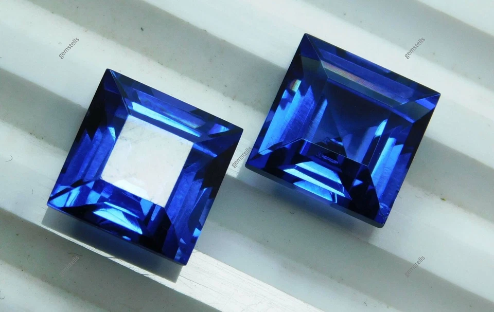 Piedras preciosas sueltas certificadas corte cuadrado zafiro azul ceilán natural de 8 a 10 quilates Foto 3 de 4