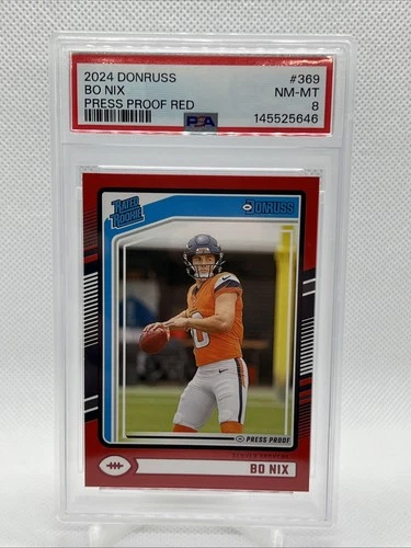 2024 Donruss BO NIX Press Proof Red PSA 8 Rated Rookie Card Broncos