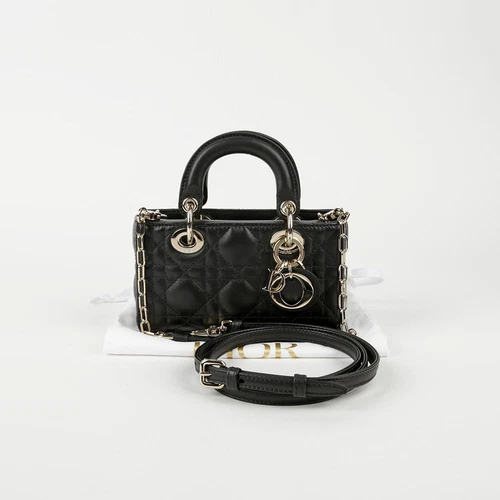 Sac fourre tout et bandoulière Dior Micro noir Lamb Lady Joy S0910ONGE 60877810