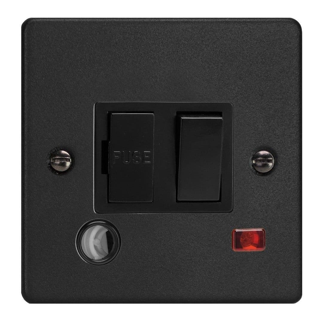 Varilight XDE6FONB.MB Matt Black 1 Gang 13A Switched Fused Spur + Neon + Flex