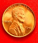 1945-P Lincoln Wheat Cent Penny GEM RED BU From an Original Bank Roll