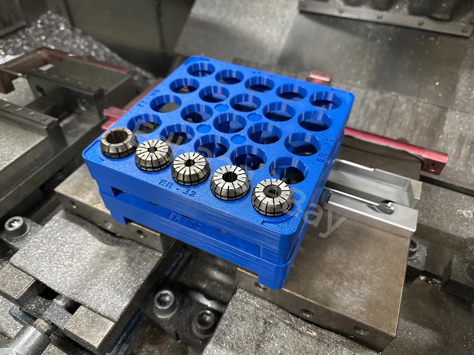 ER32 Collet Storage Tray – 3D Printed Stackable Organizer Rack (25 Slot Holder)
