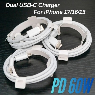 USB-C to Type C Cable Fast Charger Charging Cord Lot For iPhone Air 16 17 15 Pro