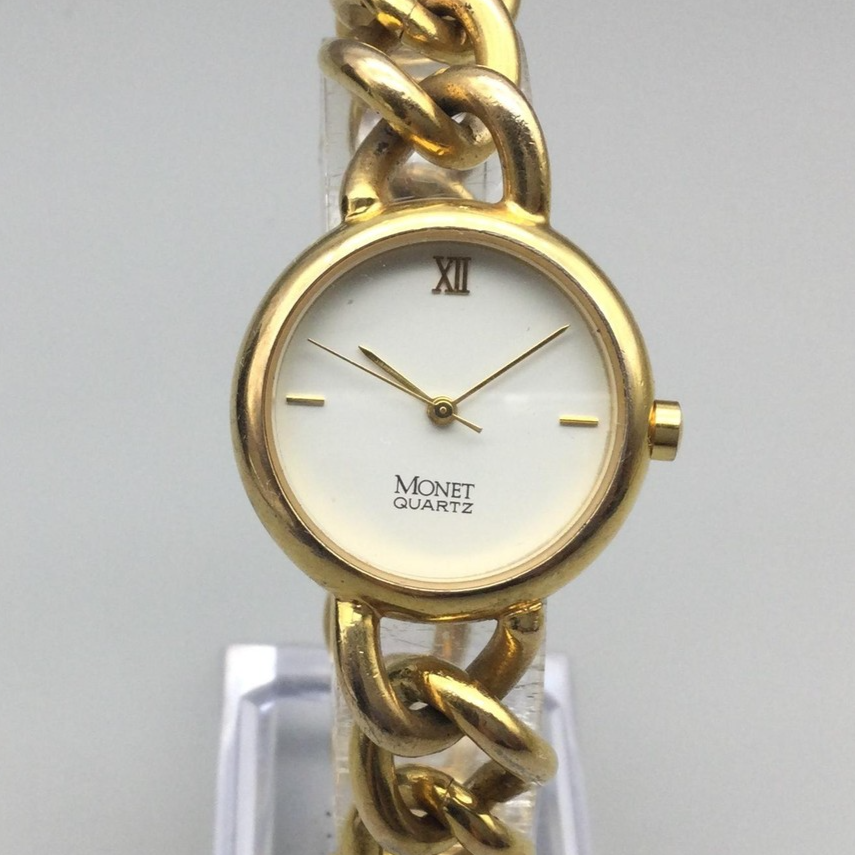Vintage Monet Women Watch 28mm Gold Tone Chain Link Bracelet  display picture 2