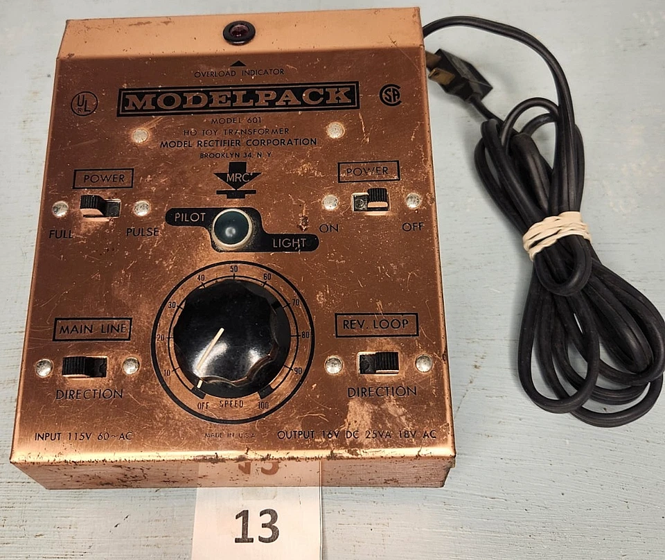 VINTAGE GEPRÜFTES MODELL GLEICHRICHTER 601 HO SPIELZEUG TRAFO NETZTEIL ZÜGE 13