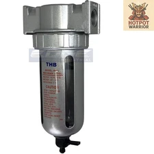 High-Efficiency 1/2" Air Filter with Semi-Automatic Drain - 175 PSI Max Pressure