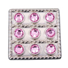 C-TY04 Set Of 4 Western Screw Back Concho Pink Crystal Square Bling Cowgirl
