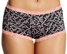 MAIDENFORM Women  s ONE FAB FIT Boyshort Black Pink Panty Polyester 40760 S 5