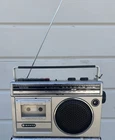 Sanyo M2810 AM/FM Cassette Recorder Boombox Silver Auto Stop Variable Monitor