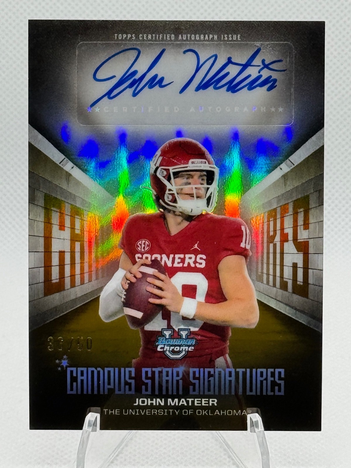 John Mateer 2025 Bowman Chrome U Campus Star Signatures Auto GOLD /50 SP #CSS-JM