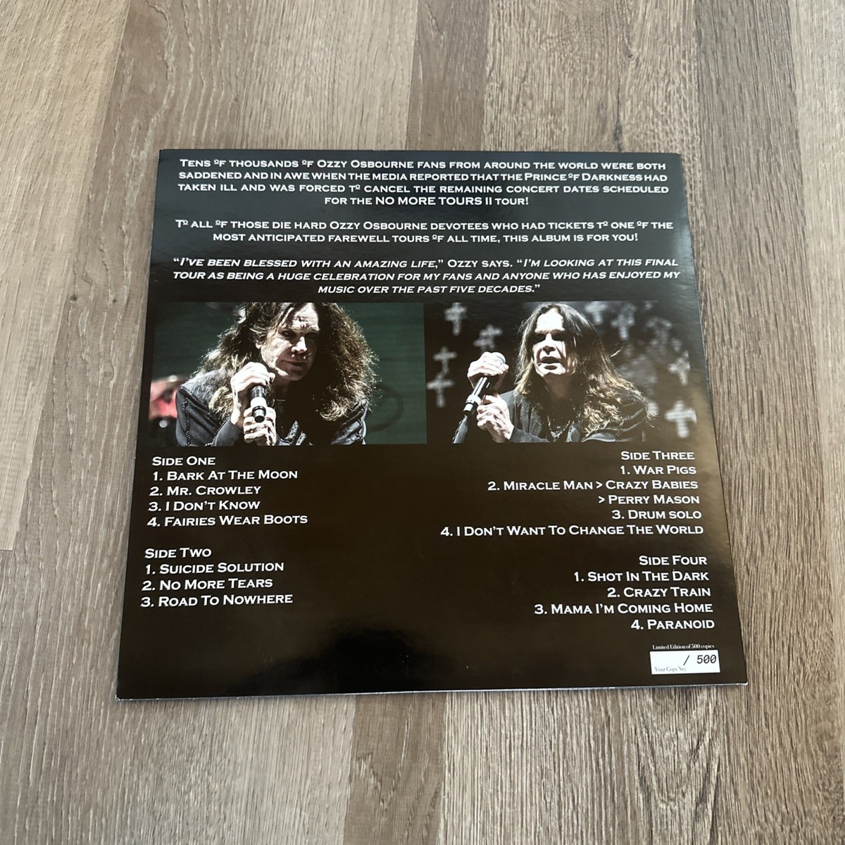 Ozzy Osbourne No More Tours 2 LP LIMITED EDITION Colored Vinyl