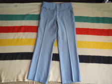 VTG 70s Sky Light Blue Pinstripe Retro Disco Poly Hippy 32x31 Slacks Pants Mens