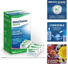 Pre-Mixed Saline Packets for Sinus Rinse and Nasal Irrigation Systems, 100 Count